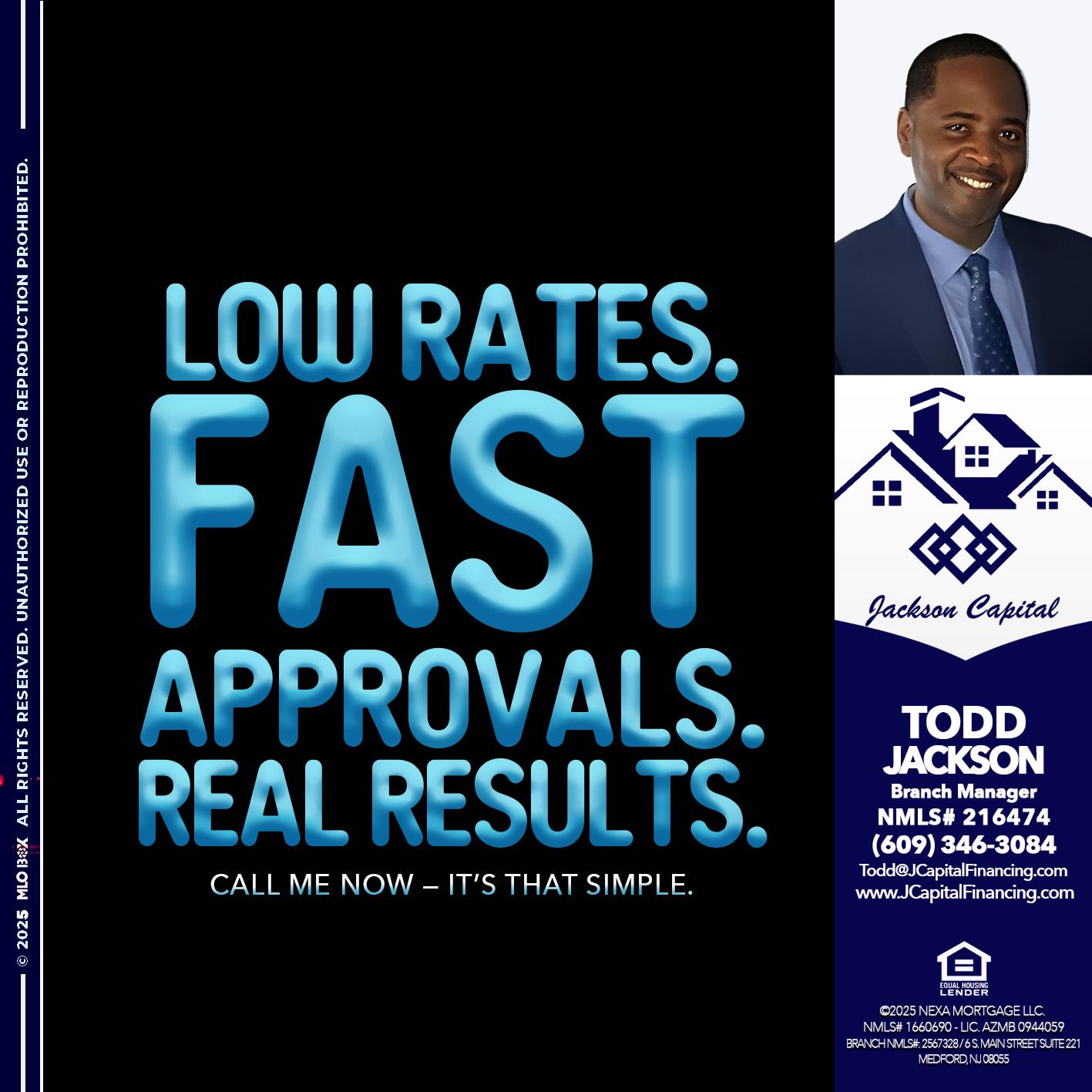 LOW RATES - Jackson Capital -Branch Manager