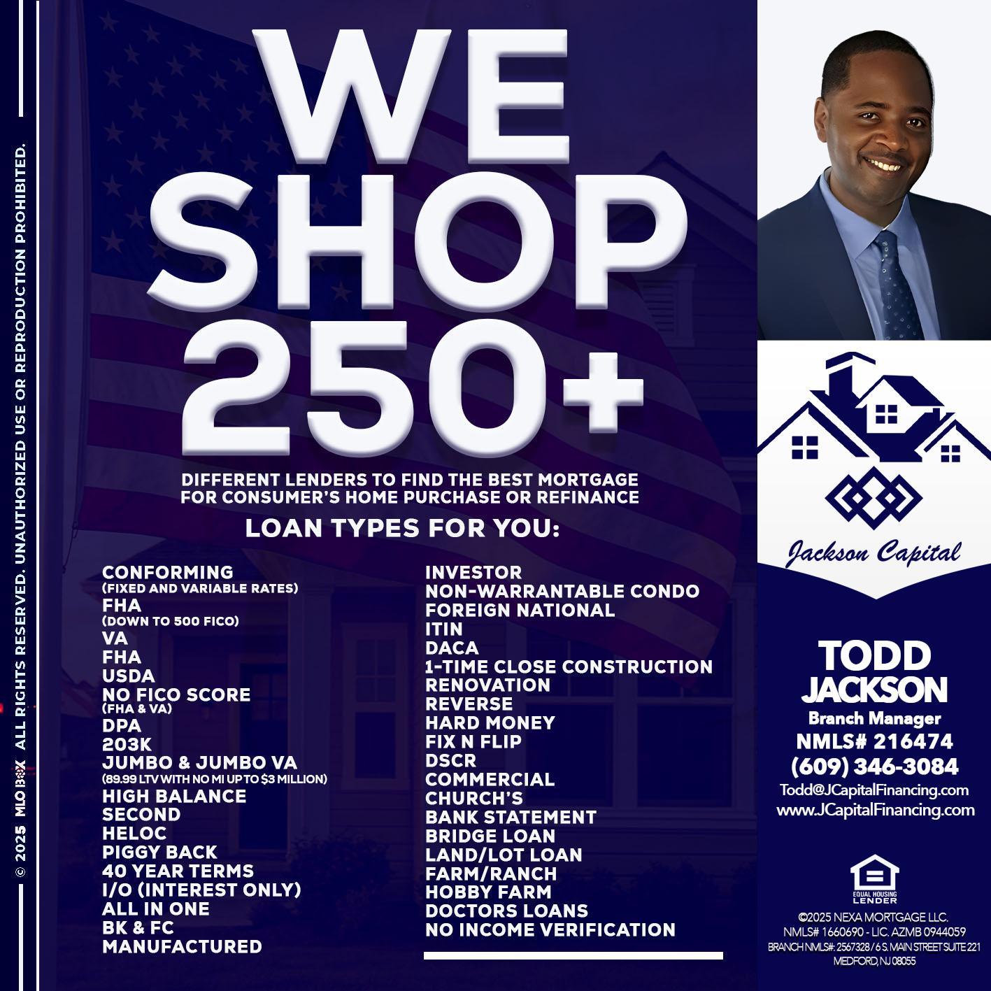 WE SHOP 250+ - Jackson Capital -Branch Manager