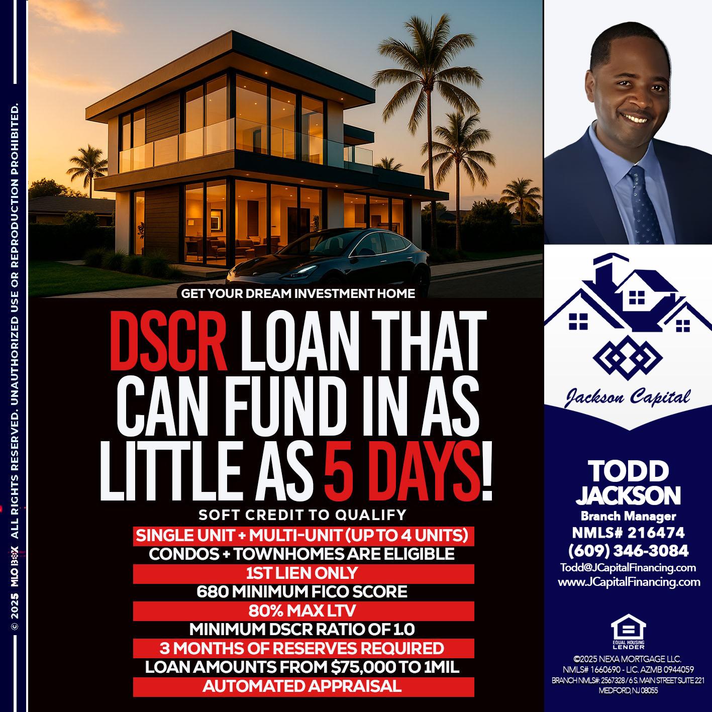 DSCR LOAN - Jackson Capital -Branch Manager