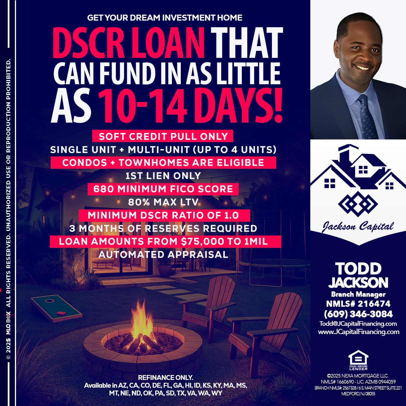 DSCR LOAN - Jackson Capital -Branch Manager