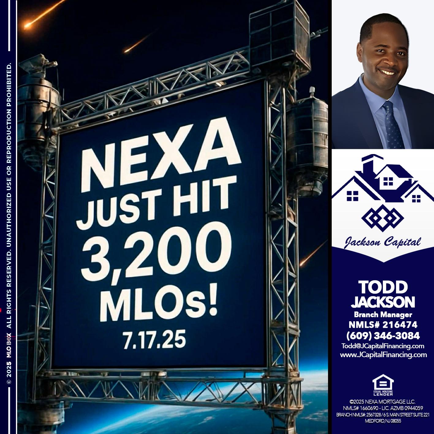 NEXA JUST HIT 3,200 - Jackson Capital -Branch Manager