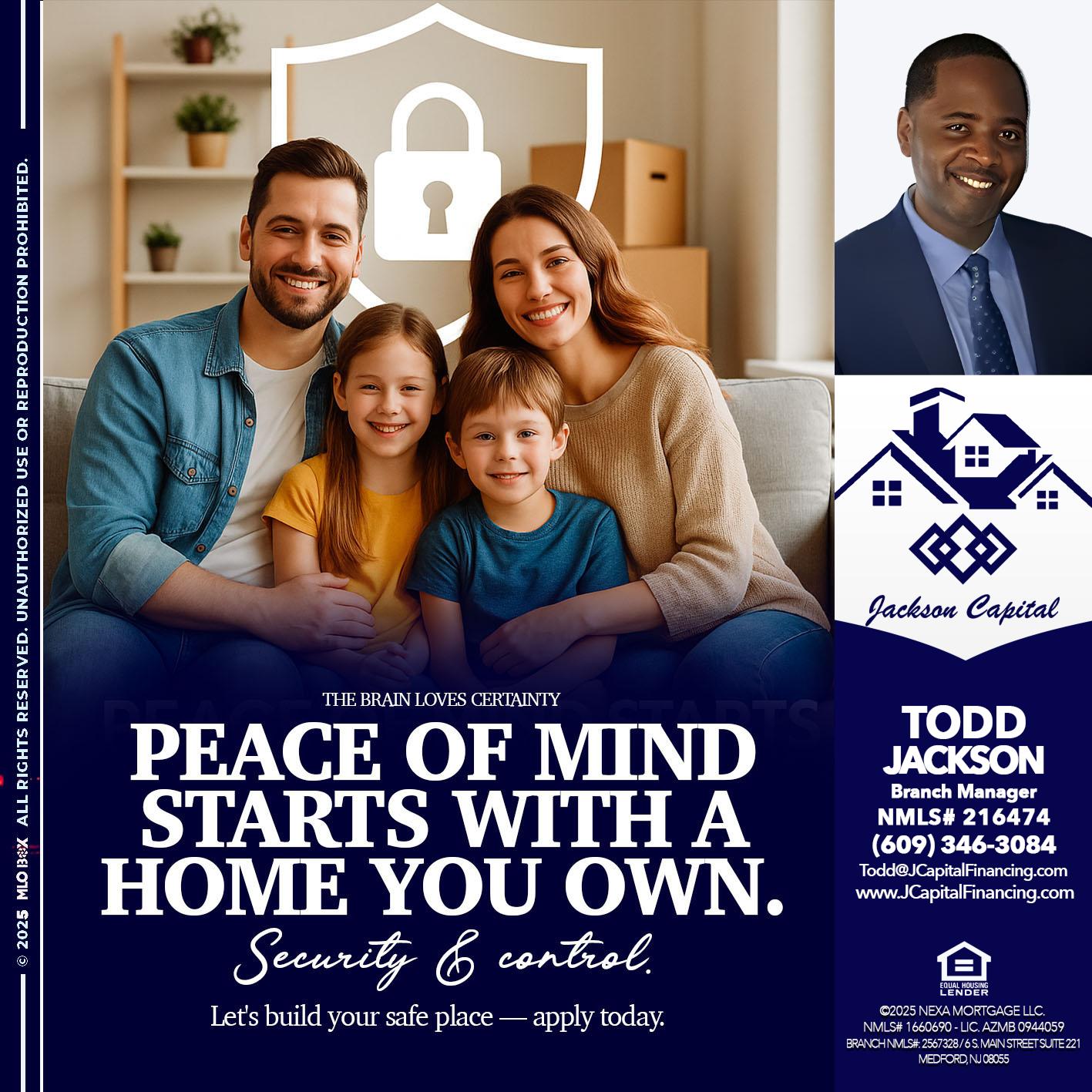 peace of mind - Jackson Capital -Branch Manager