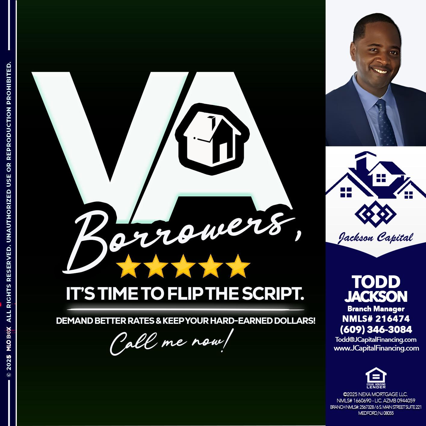 VA BORROWERS - Jackson Capital -Branch Manager