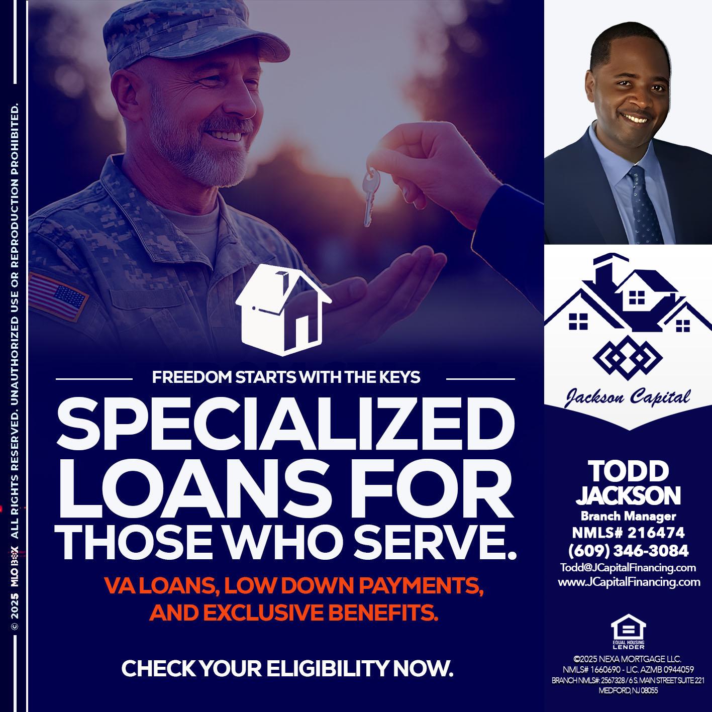 SPECIALIZED LOANS - Jackson Capital -Branch Manager