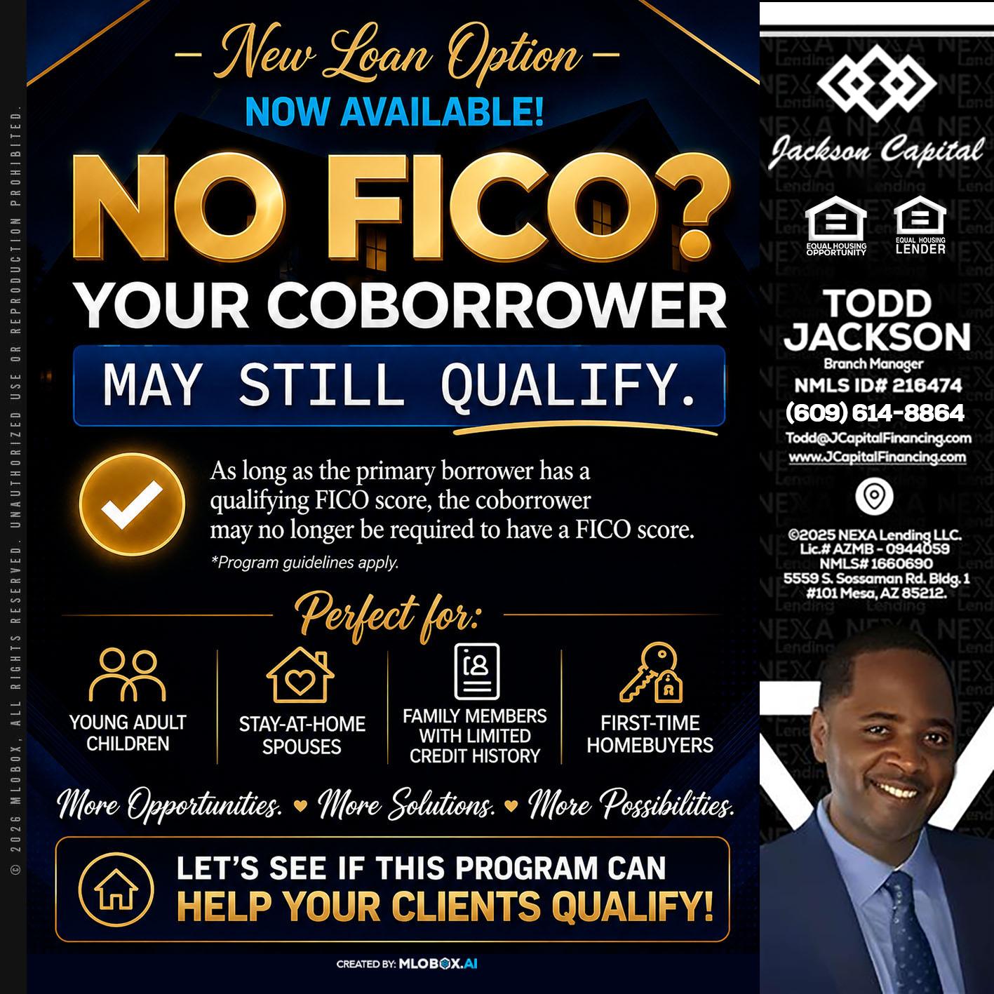NO FICO - Jackson Capital -Branch Manager