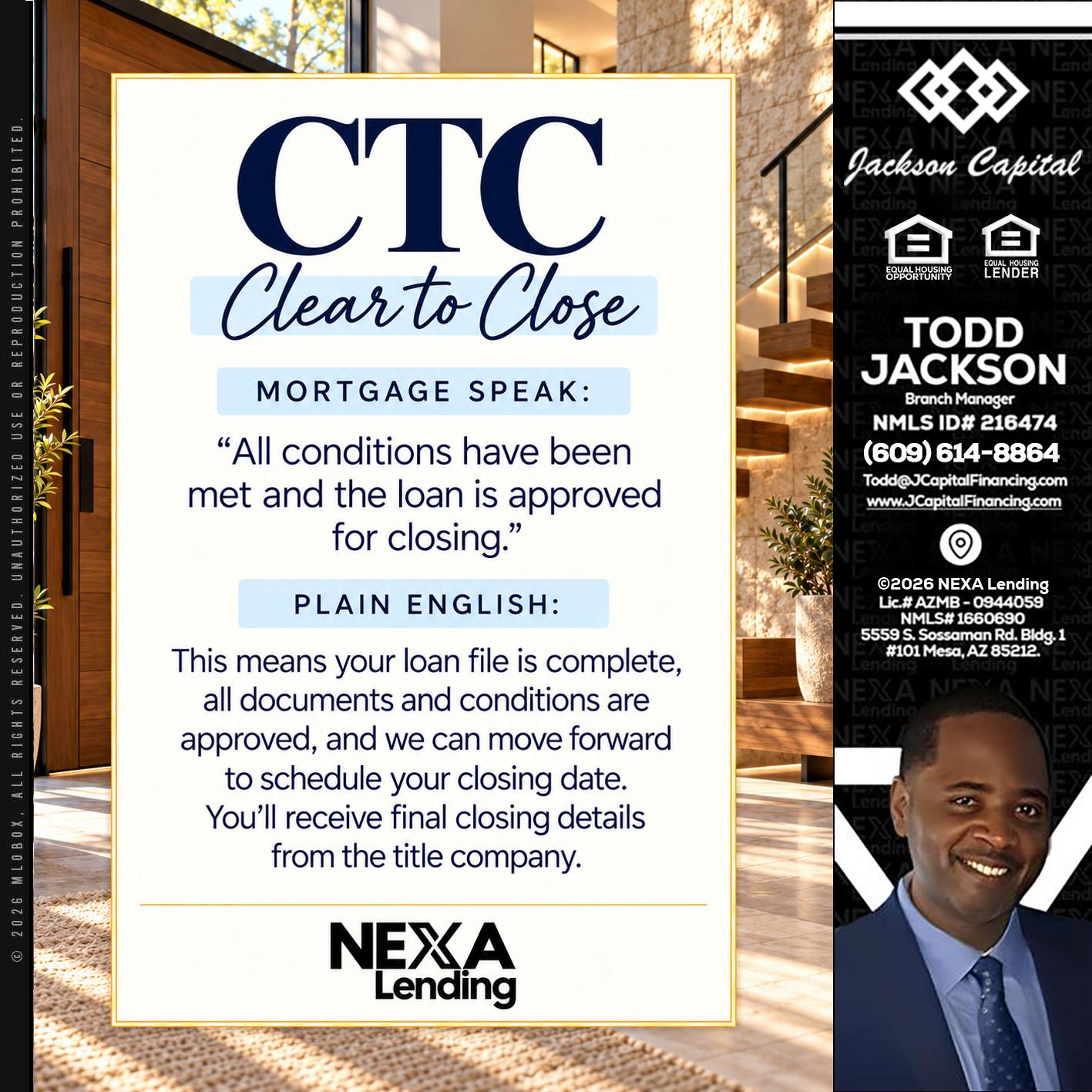CLEAR TO CLOSE - Jackson Capital -Branch Manager