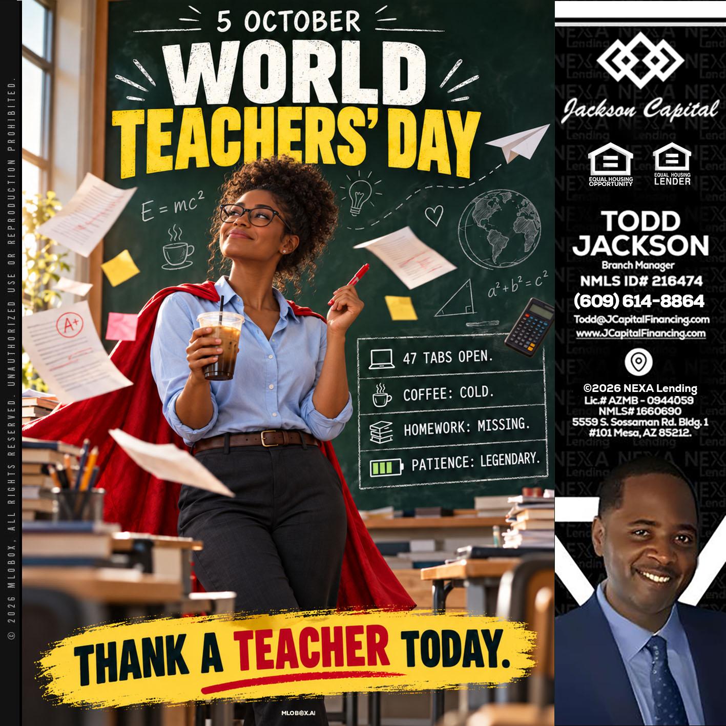 world teacher day - Jackson Capital -Branch Manager